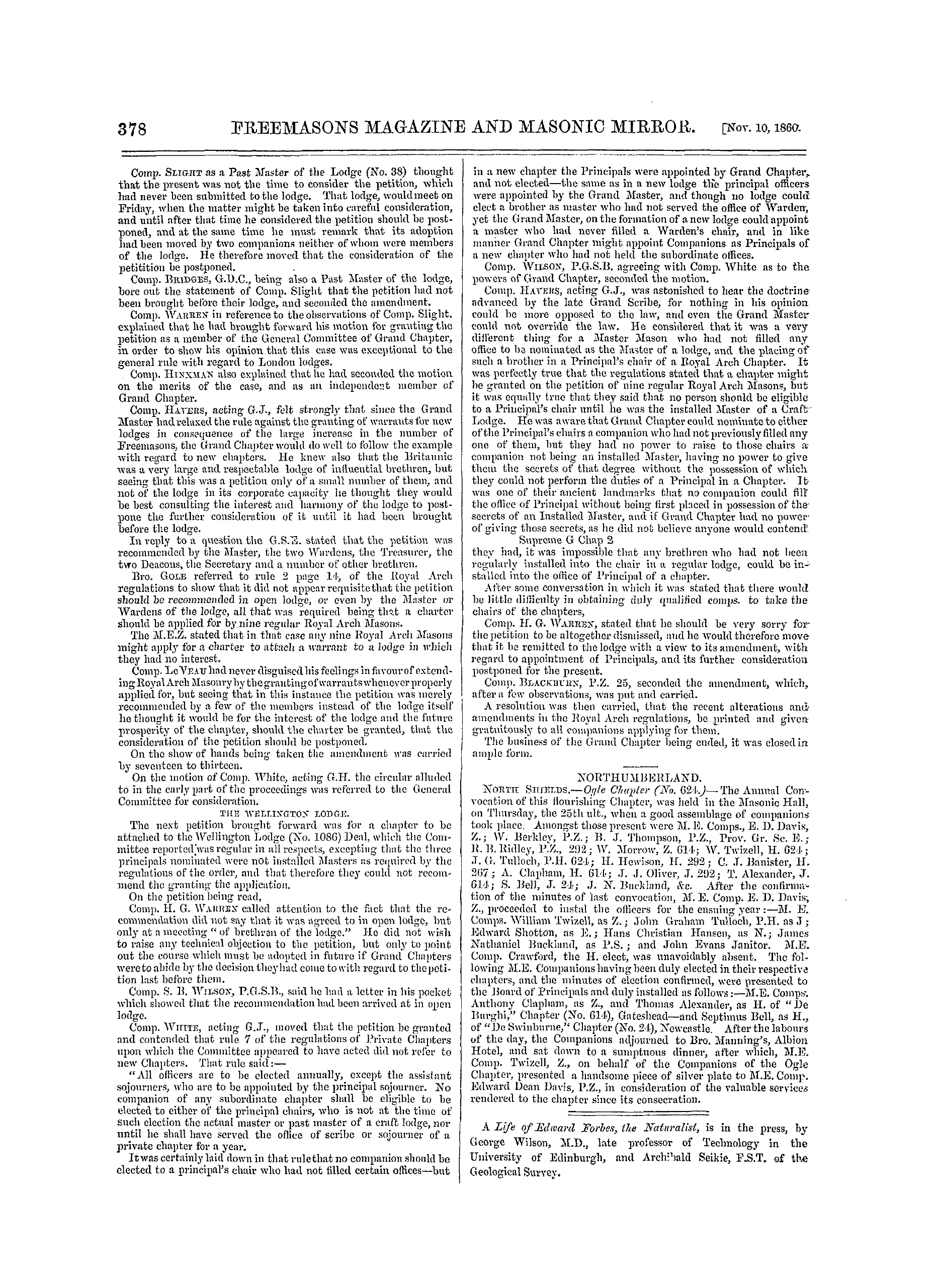 The Freemasons' Monthly Magazine: 1860-11-10 - Royal Arch.