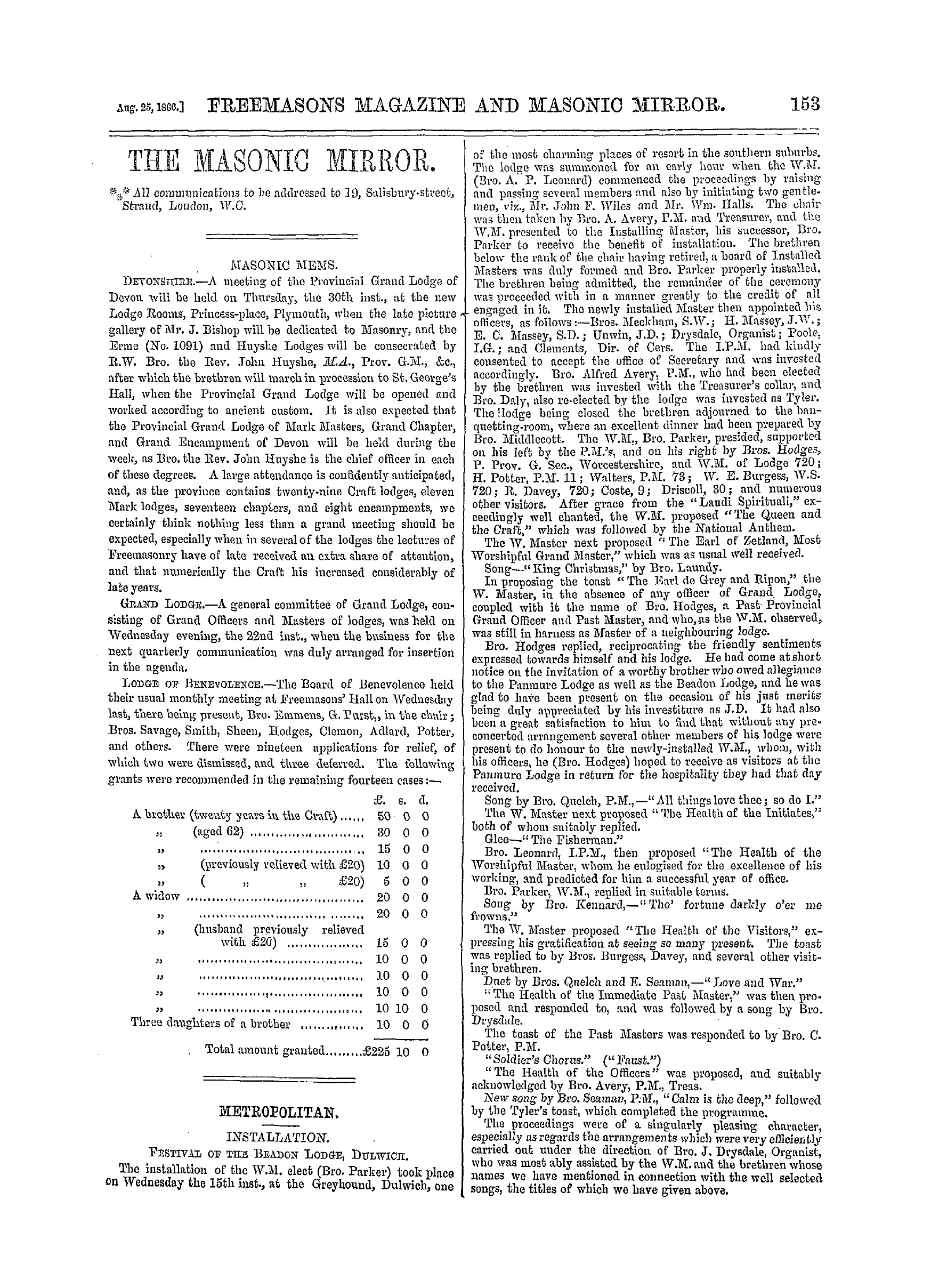 The Freemasons' Monthly Magazine: 1866-08-25: 9