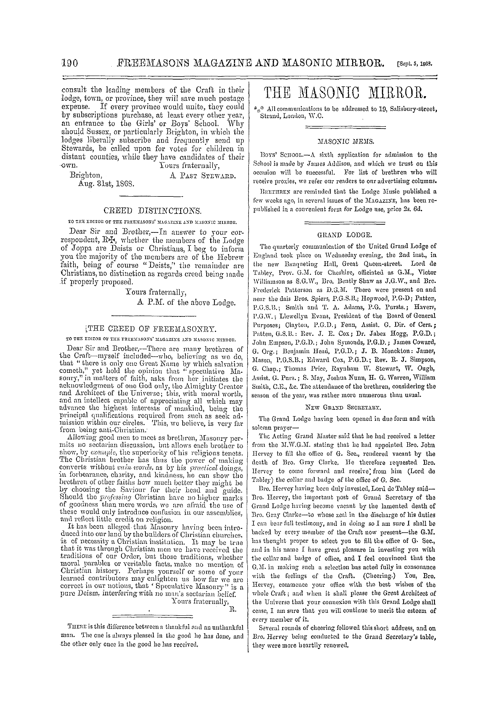 The Freemasons' Monthly Magazine: 1868-09-05: 10
